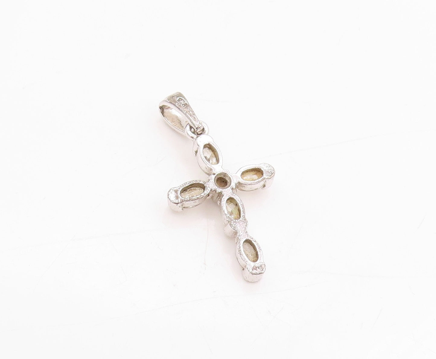 925 Sterling Silver Vintage Pendant Two Shape CZ Religious Cross Charm  PT24761