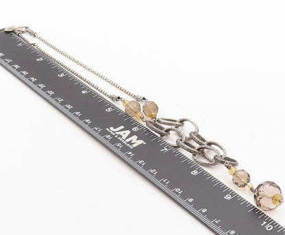 925 Sterling Silver Vintage Necklace SILPADA Smoky Quartz Rings Cutout  NE4412
