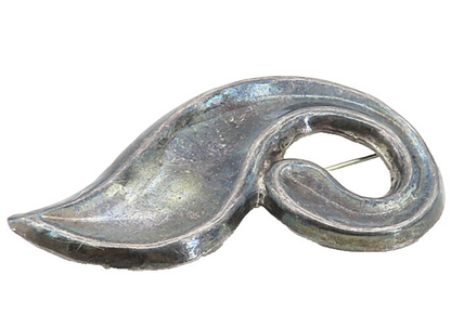 MEXICO 925 Sterling Silver  Vintage Oxidized Swirl Design Brooch Pin  BP3156
