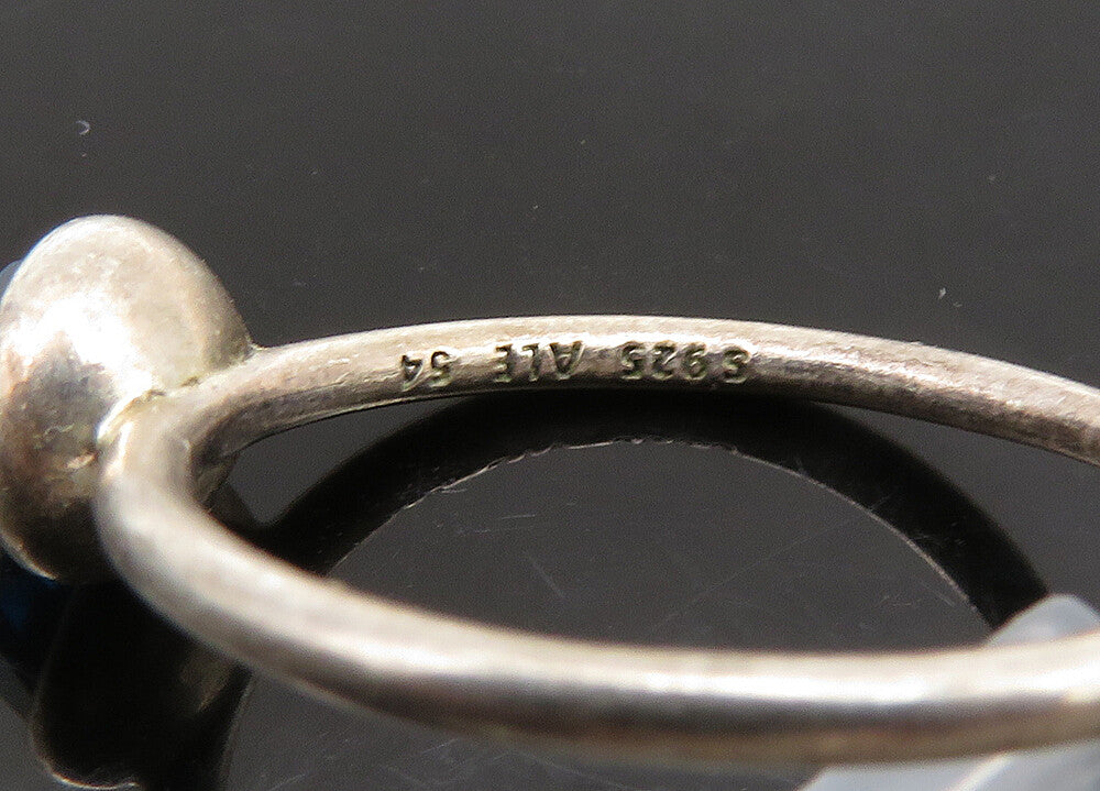 PANDORA 925 Silver  Vintage Faceted Blue Stone Thin Band Ring Sz 7 RG23595