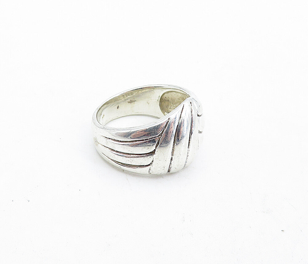 SHUBE 925 Sterling Silver  Vintage Shiny Etched Swirl Band Ring Sz 8  RG4607