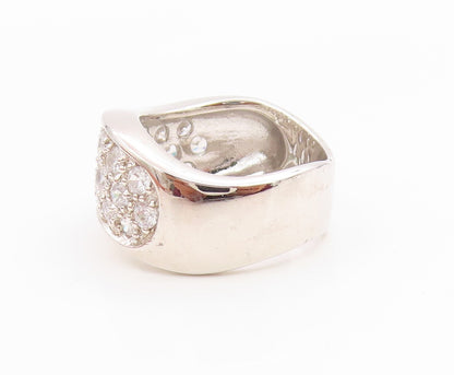 925 Sterling Silver Vintage Ring Round Cut CZ Wavy Cluster Band  Sz 7  RG35658