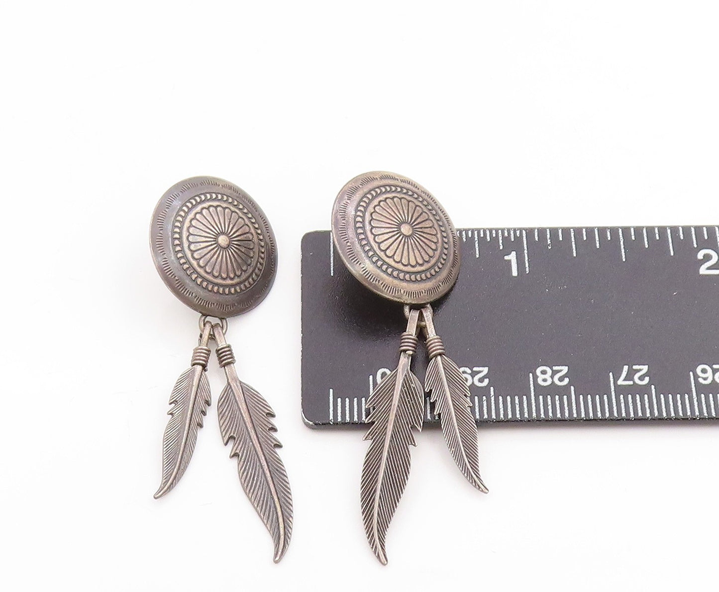 925 Sterling Silver Vintage Earrings Geometric Floral Feather Dangles  EG13783