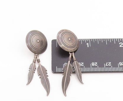 925 Sterling Silver Vintage Earrings Geometric Floral Feather Dangles  EG13783