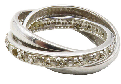 925 Sterling Silver  Vintage Topaz Smooth Band Rolling Ring Sz 5  RG12346