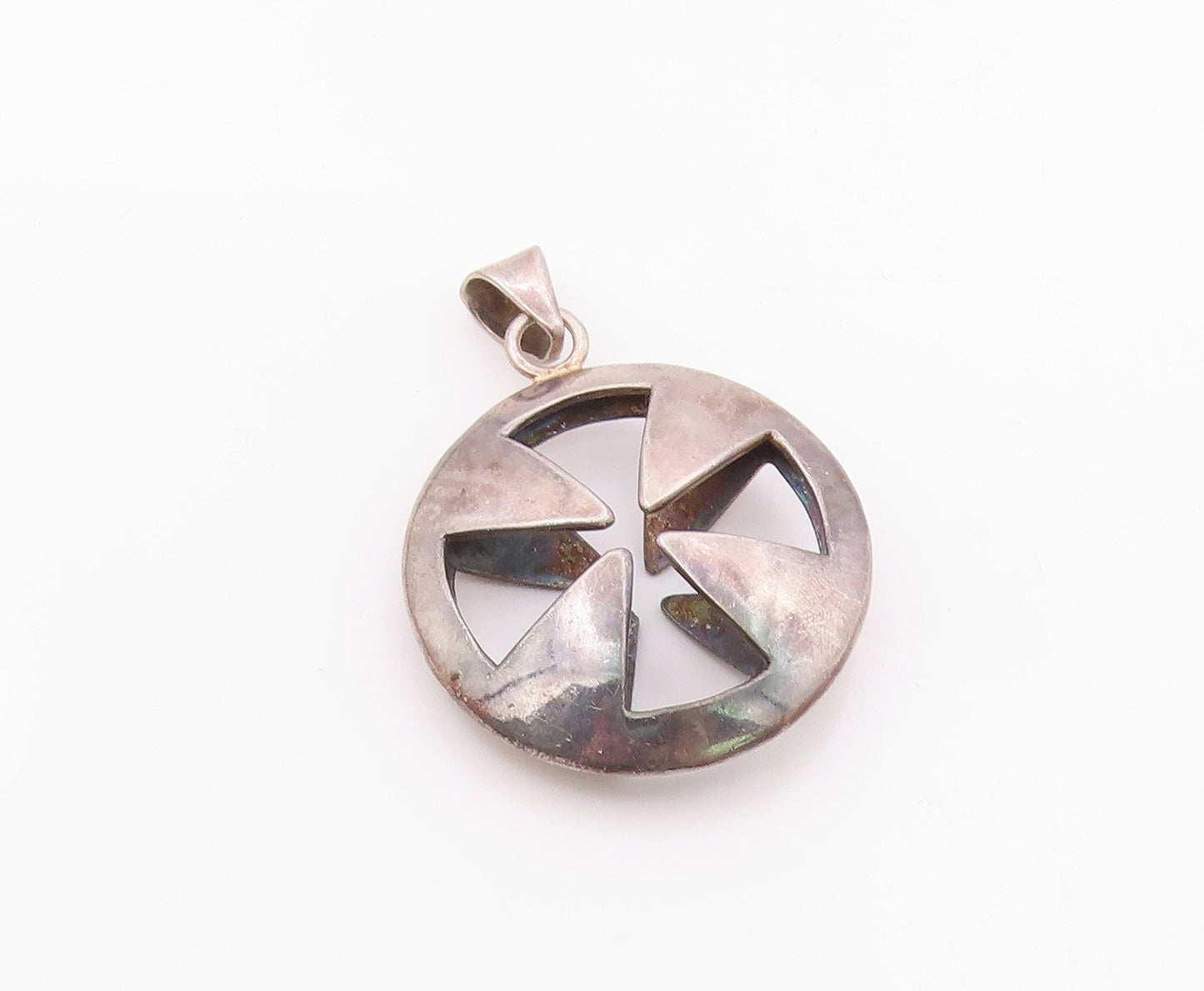 MEXICO 925 Sterling Silver  Vintage 3D Cutout Cross Solid Pendant  PT22301