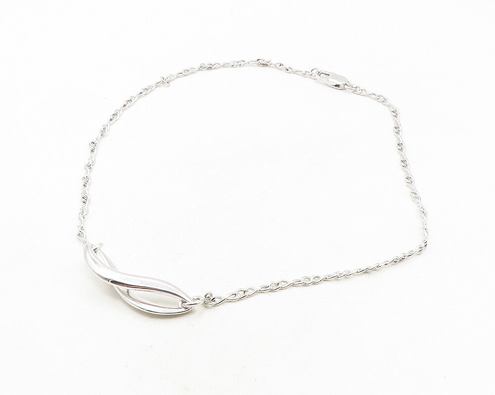 925 Sterling Silver  Polished Infinity Swirl Link Chain Necklace  NE1921