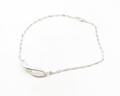 925 Sterling Silver  Polished Infinity Swirl Link Chain Necklace  NE1921