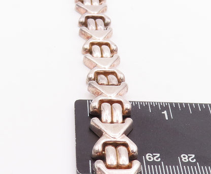 925 Sterling Silver Vintage Bracelet Multiple X Style Linked  BT10596