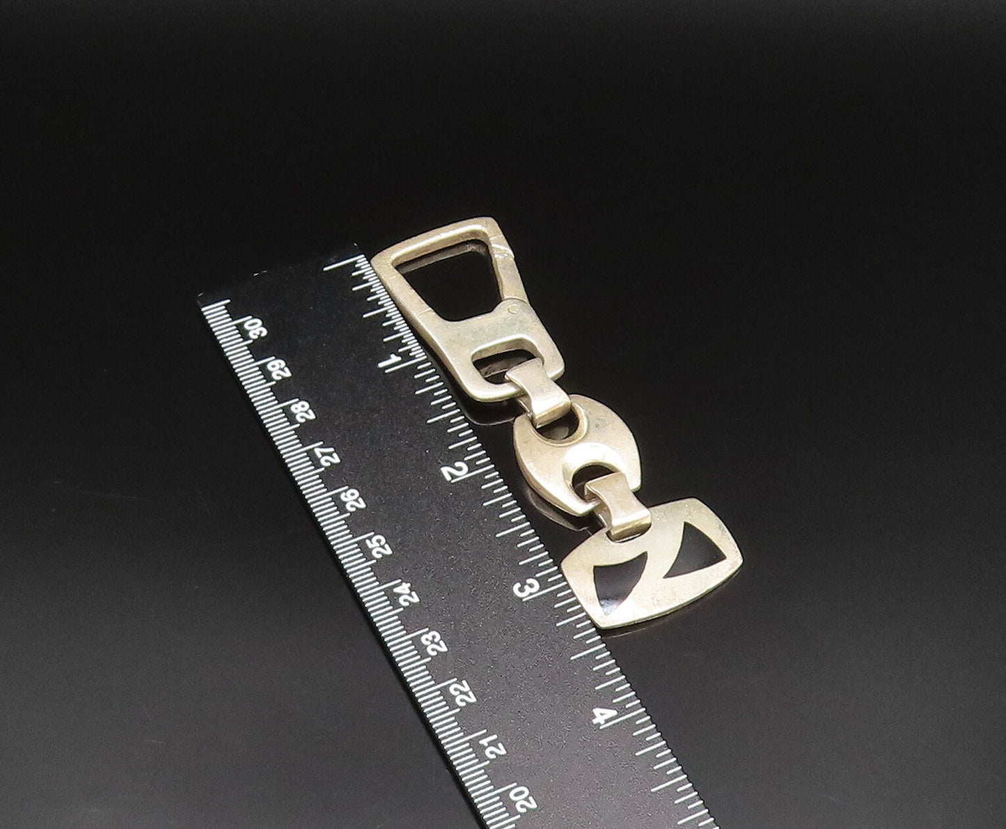 925 Sterling Silver  Vintage Enamel Triangle Anchor Link Key Chain  TR3389