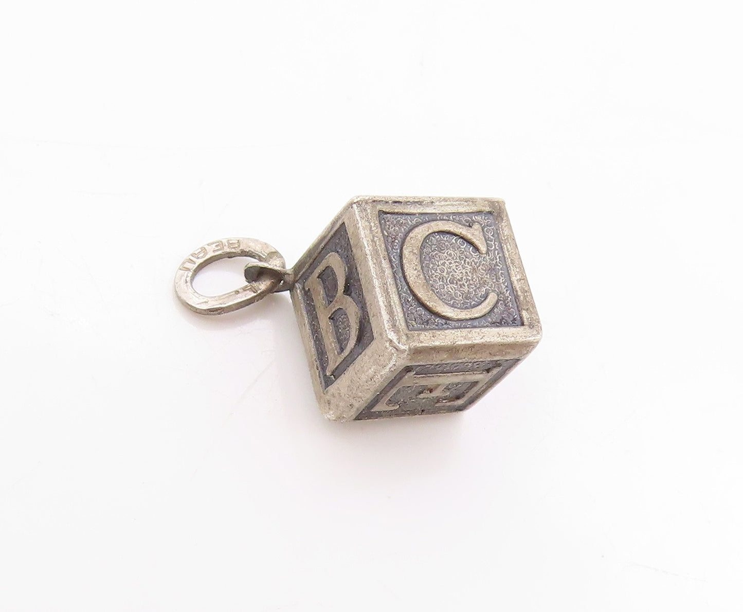 925 Sterling Silver Vintage Pendant BEAU Alphabet Letters Block Charm  PT25000
