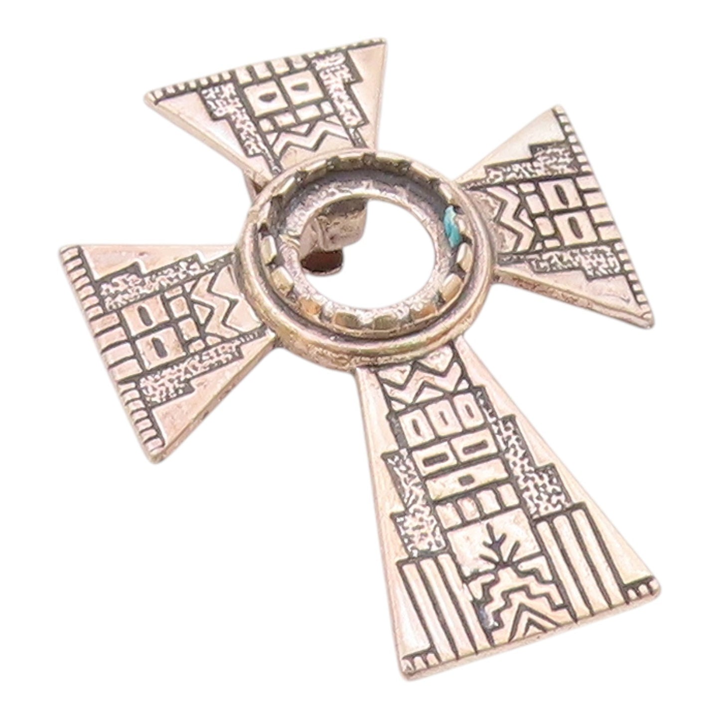 CAROLYN POLLACK 925 Silver  Vintage Etched Detail Cross Motif Pendant  PT20127