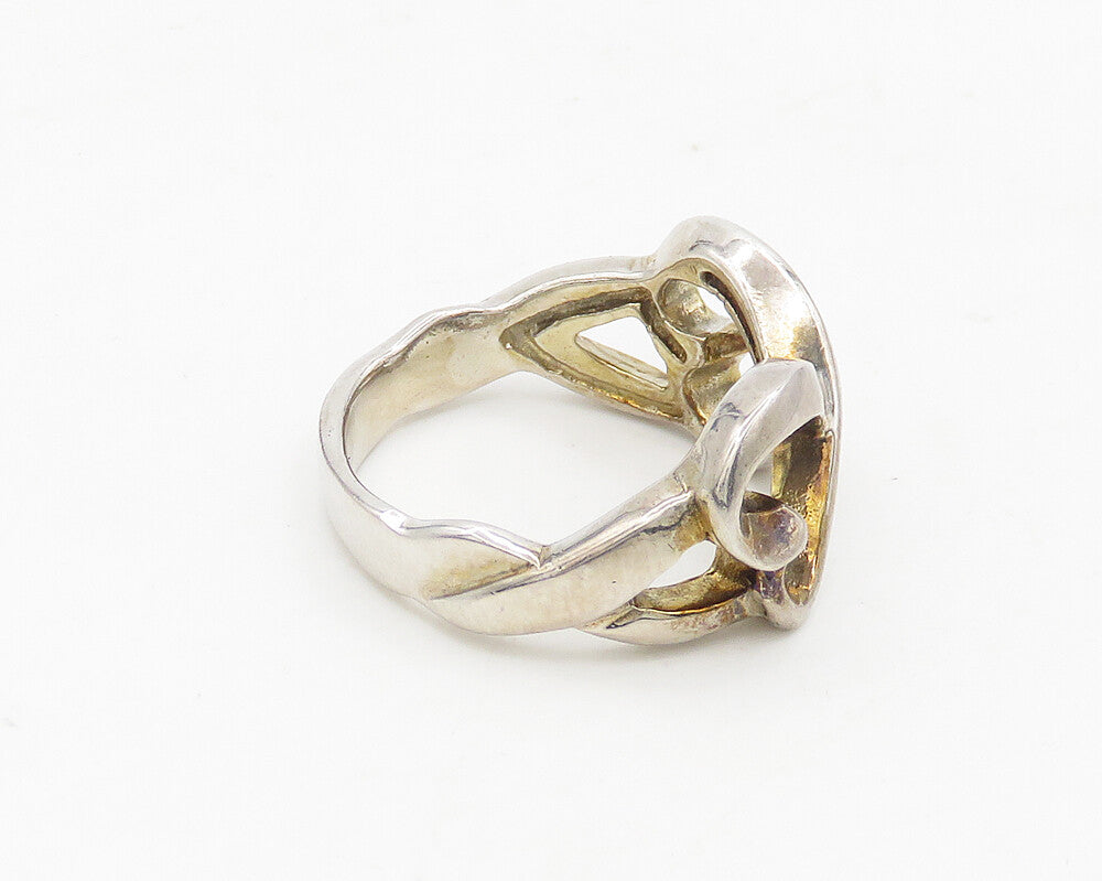 925 Sterling Silver  Vintage Shiny Infinity Love Heart Band Ring Sz 6  RG18449