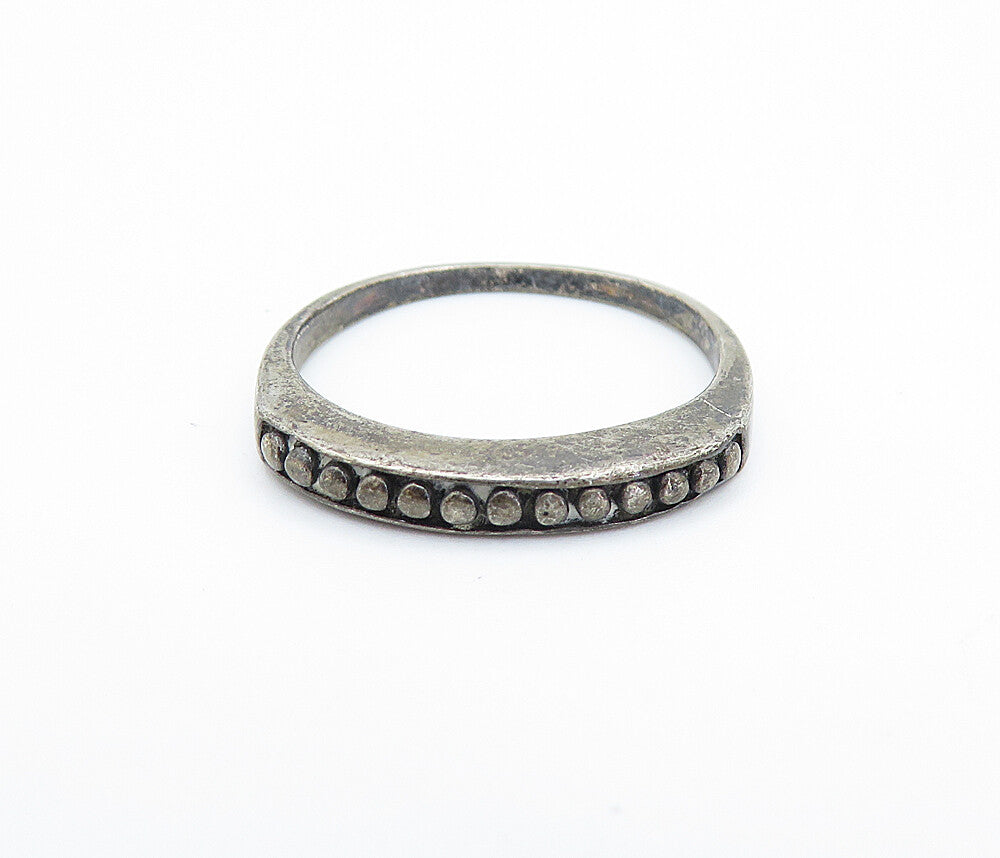 925 Sterling Silver  Vintage Dark Tone Circle Pattern Band Ring Sz 7  RG6687