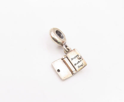 PANDORA 925 Silver & 14K GOLD  Vintage We Love You Card Motif Pendant  PT17863