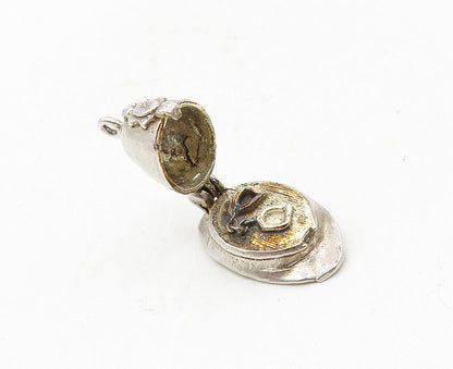 925 Sterling Silver  Vintage Petite Police Hat Motif Pendant (OPENS)  PT7023