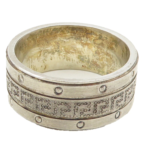 925 Sterling Silver  Vintage Shiny Greek Key Pattern Band Ring Sz 6  RG17918