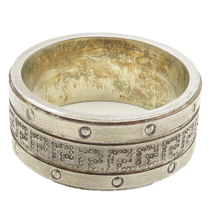 925 Sterling Silver  Vintage Shiny Greek Key Pattern Band Ring Sz 6  RG17918