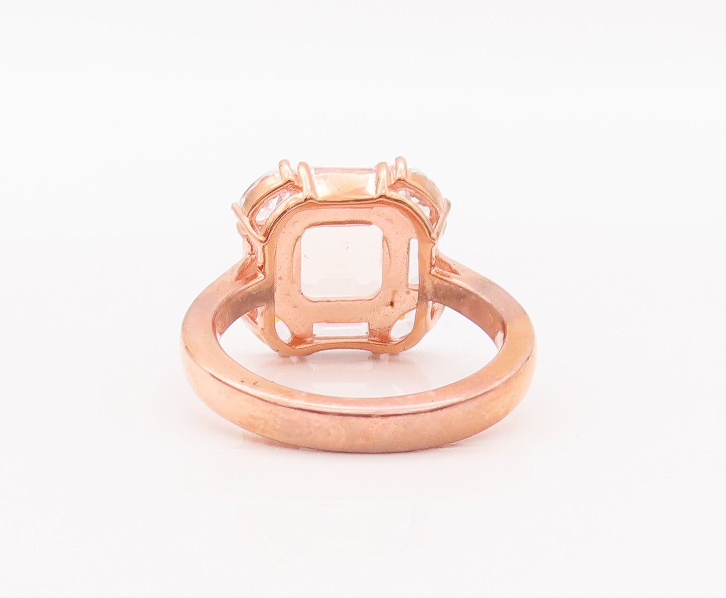 925 Sterling Silver Vintage Ring Rose Gold Plated Square 2 Tone CZ Sz 7  RG29320