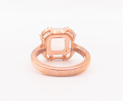 925 Sterling Silver Vintage Ring Rose Gold Plated Square 2 Tone CZ Sz 7  RG29320