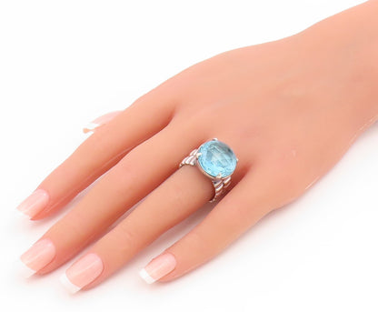 925 Sterling Silver Vintage Ring JOHN HARDY Faceted Blue Topaz  Sz 7  RG35134