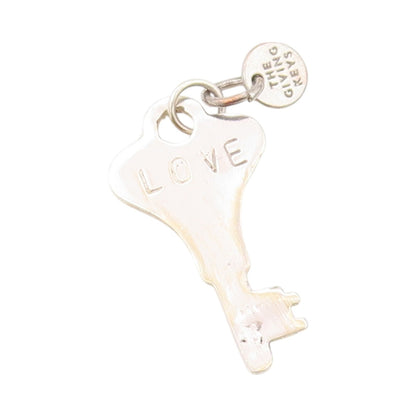 925 Sterling Silver Vintage Pendant Solid Cutout Key Of Love  PT24121