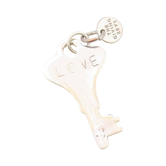 925 Sterling Silver Vintage Pendant Solid Cutout Key Of Love  PT24121