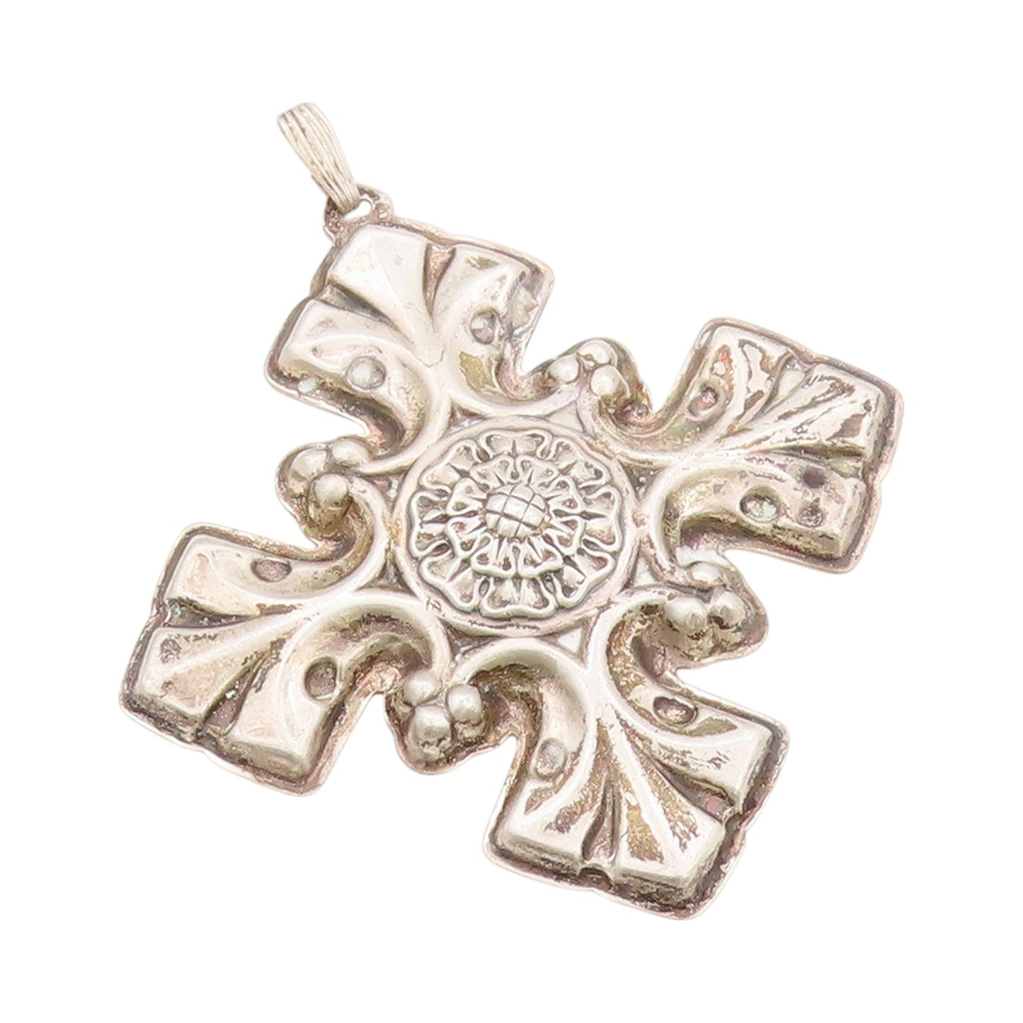 925 Sterling Silver Vintage Pendant REED & BARTON Antique Floral Carved  PT24038