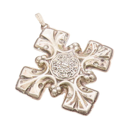 925 Sterling Silver Vintage Pendant REED & BARTON Antique Floral Carved  PT24038