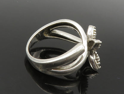 925 Sterling Silver  Vintage Topaz Floral Motif Split Band Ring Sz 7  RG24058