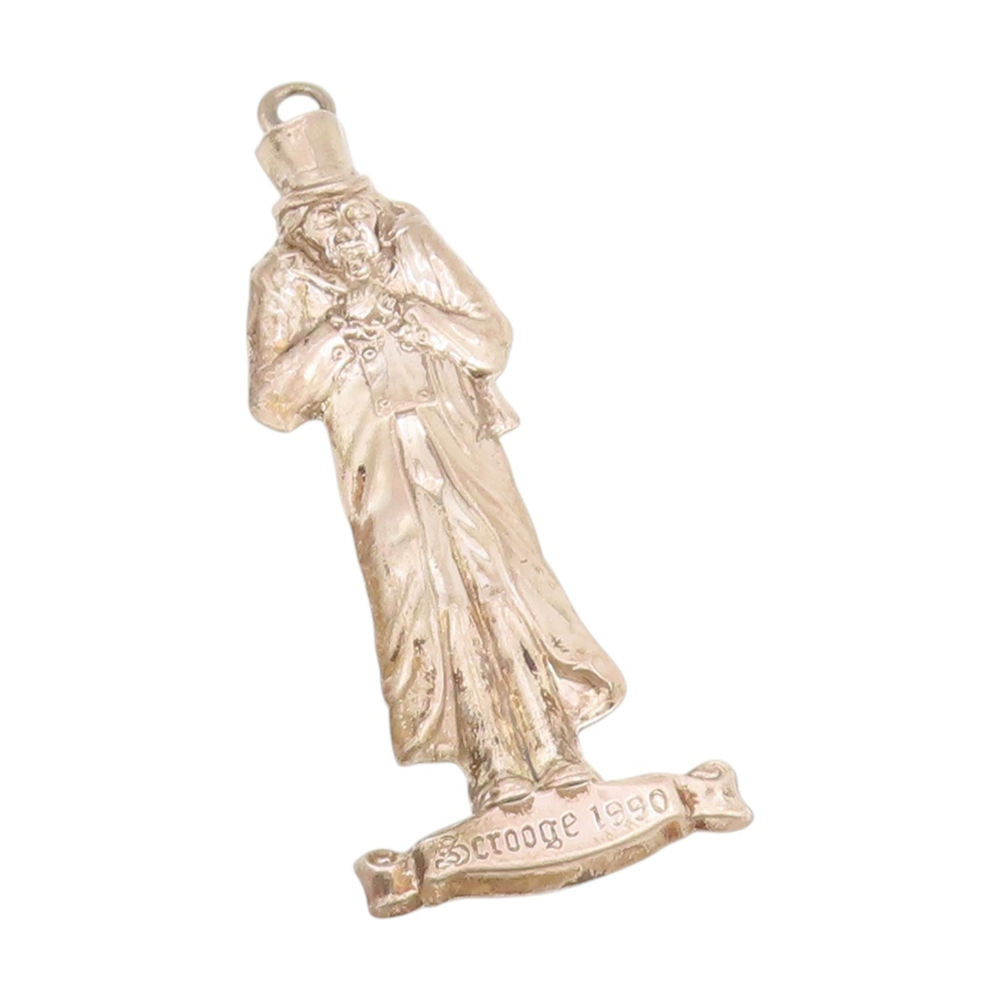 925 Sterling Silver Vintage Pendant 1990 Christmas Carol Scrooge Figure  PT25198