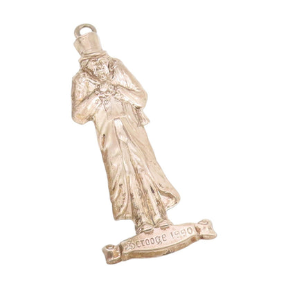 925 Sterling Silver Vintage Pendant 1990 Christmas Carol Scrooge Figure  PT25198