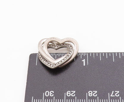 925 Sterling Silver Vintage Pendant Love Story Entwined Hearts Charm  PT24879