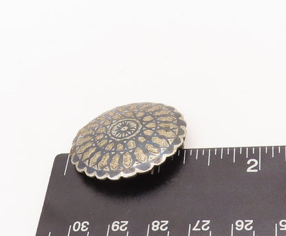 925 Sterling Silver Vintage Brooch Pin Circular Etched Symmetric Pattern BP11083