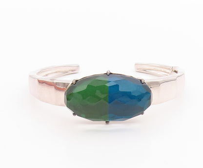 10k Gold 925 Sterling Silver Vintage Bracelet OPPOLITA Gemstone Cuff  BT11338