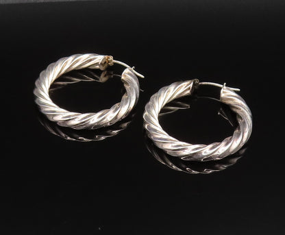 925 Sterling Silver  Vintage Fancy Polished Twisted Hoop Earrings  EG12048
