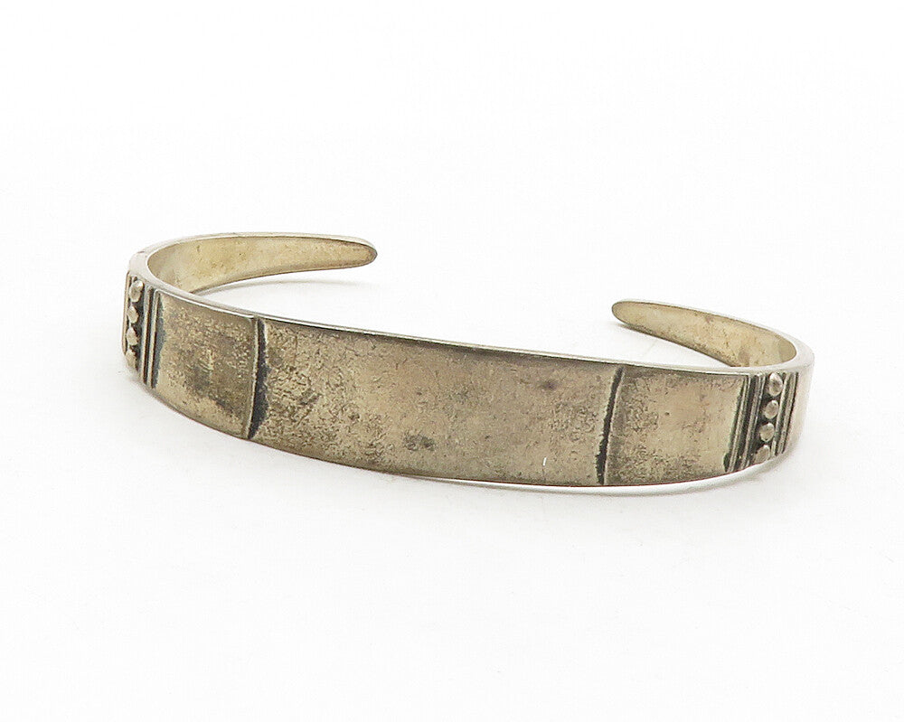 REED & BARTON 925 Silver  Vintage Dark Tone Etched Detail Cuff Bracelet BT4935
