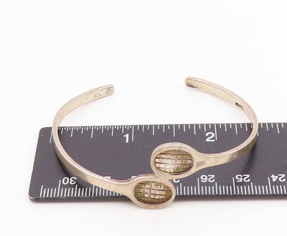 M.J. SAVITT 925 Silver   Vintage Tennis Rackets Bypass Cuff Bracelet  BT9100
