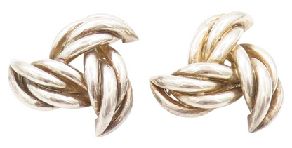 925 Sterling Silver Vintage Earrings GIVENCHY Love Knot Braided Clip On  EG13628