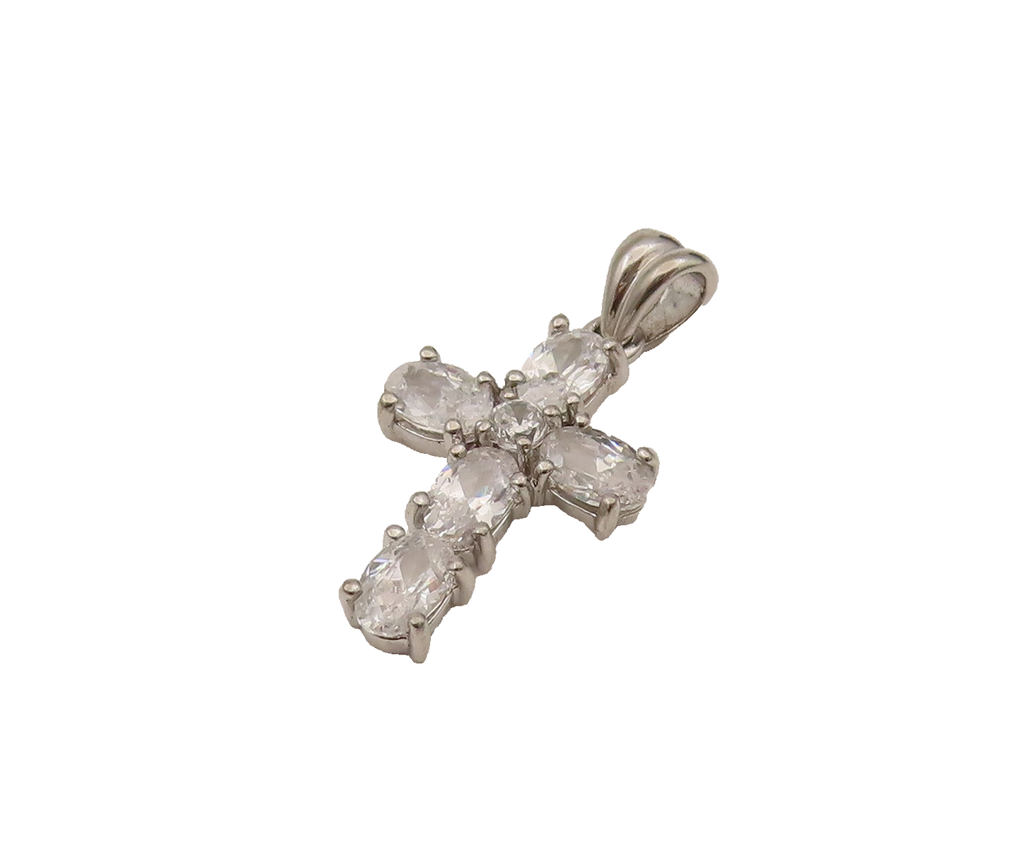 925 Silver  Vintage Dancing Cubic Zirconia Religious Cross Pendant  PT21945