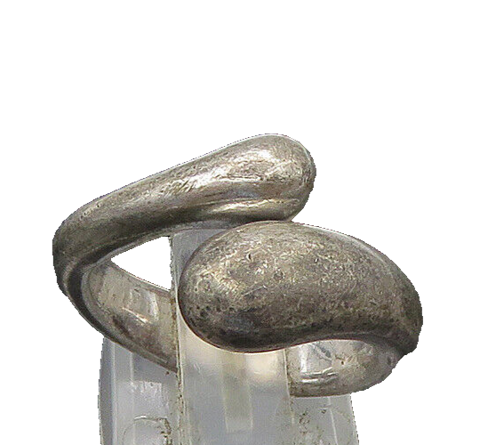 925 Sterling Silver  Vintage Smooth Dark Tone Bypass Band Ring Sz 6  RG21838