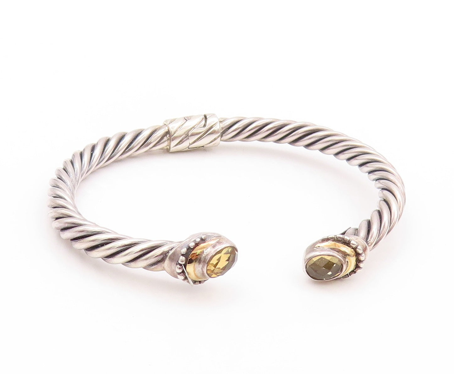 18k Gold 925 Sterling Silver Vintage Bracelet SAMUEL BENHAM Smoky Quartz BT11183