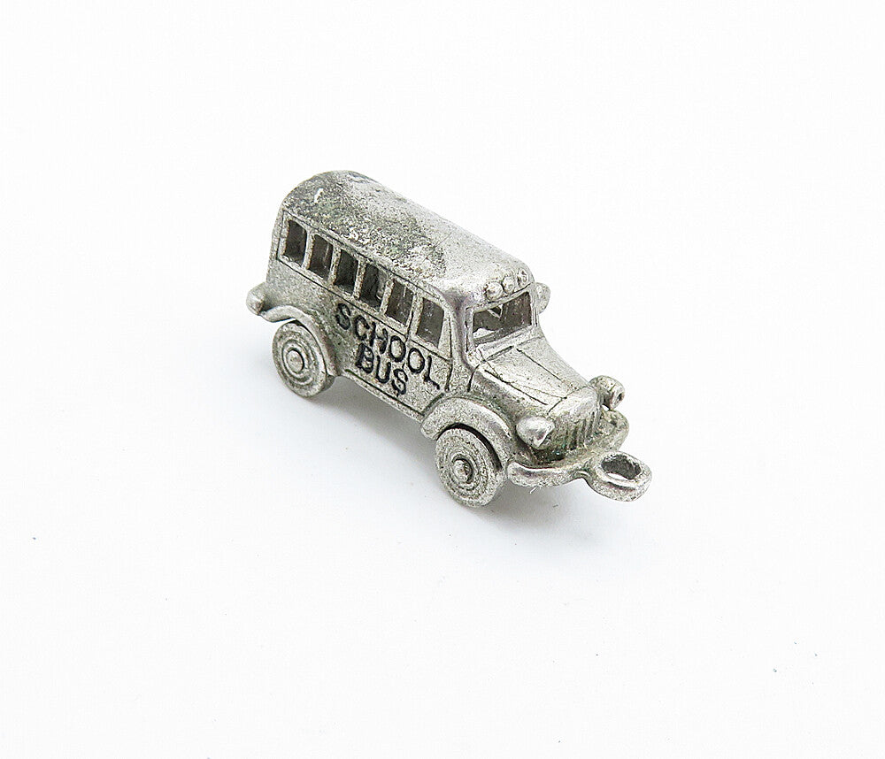 925 Sterling Silver  Vintage Petite Dark Tone School Bus Drop Pendant  PT5630