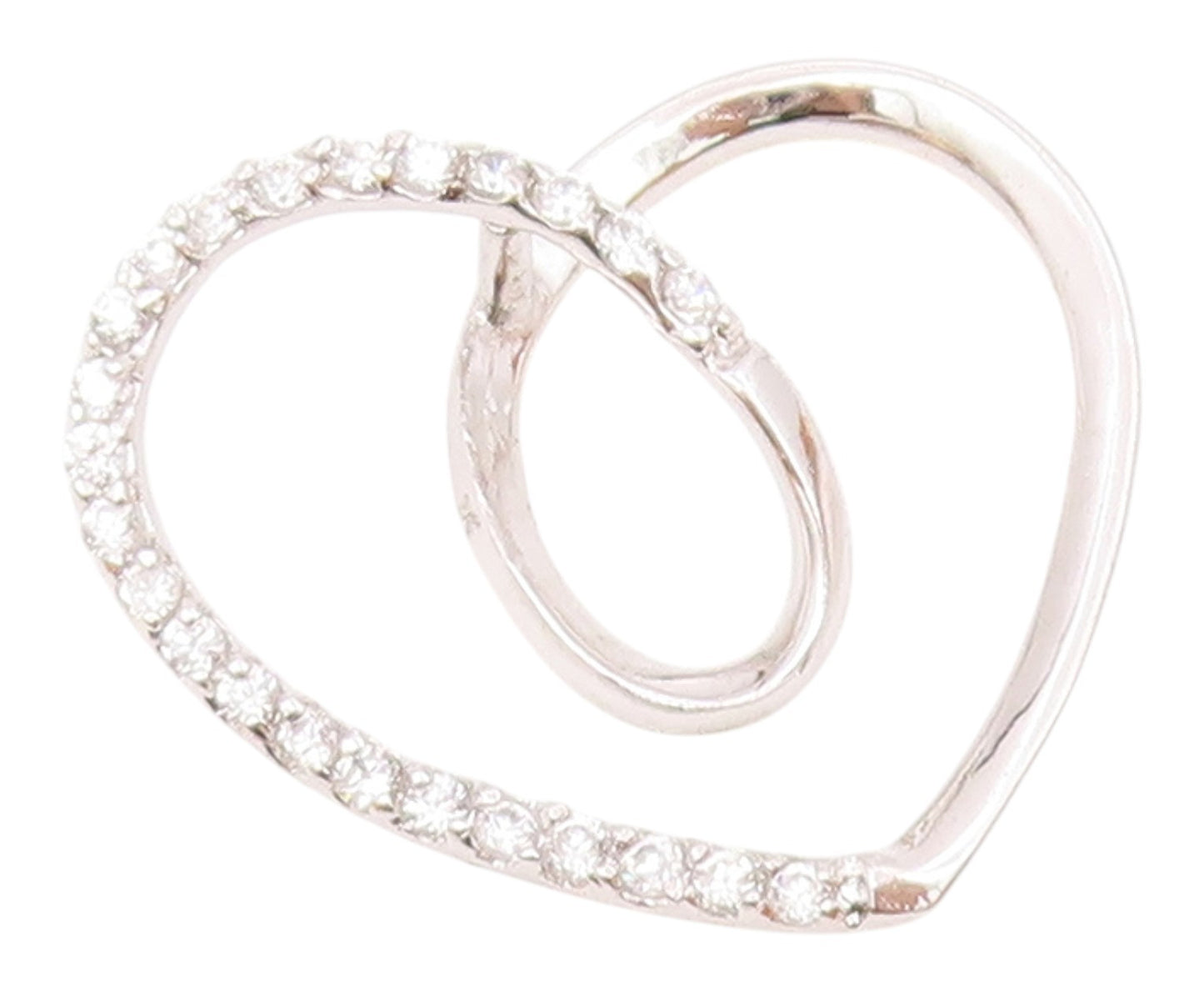 925 Silver  Vintage Twisted Love Heart Cubic Zirconia Drop Pendant  PT20376