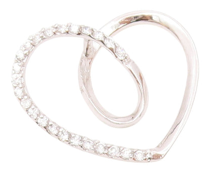 925 Silver  Vintage Twisted Love Heart Cubic Zirconia Drop Pendant  PT20376