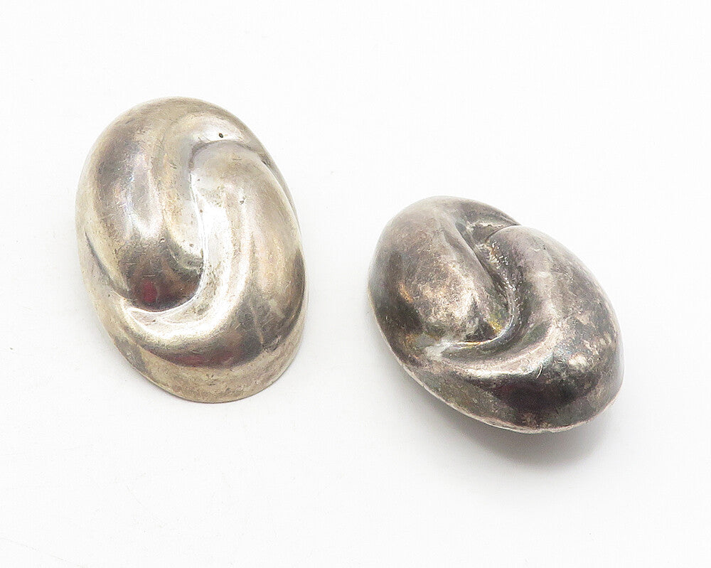 MEXICO 925 Sterling Silver  Vintage Bubble Swirl Non Pierce Earrings  EG6116