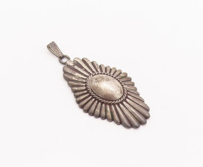 925 Sterling Silver Vintage Pendant Antique Solid Carved Roped Flower  PT22963