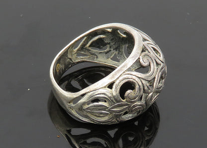 925 Sterling Silver  Vintage Dark Tone Floral Swirl Band Ring Sz 8  RG20307