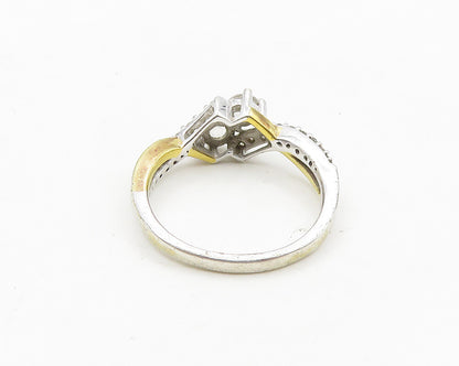 925 Sterling Silver  Vintage Topaz 2 Tone Shiny Split Band Ring Sz 8  RG18953