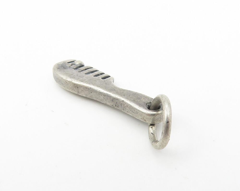 925 Sterling Silver  Vintage Petite Dark Tone Hair Comb Motif Pendant  PT9050